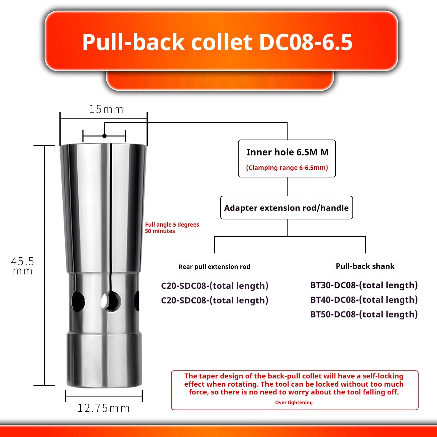 6026 Pull Back Collet DC4 DC6 DC8 DC12 Pull Back Collet Spring Collet Taiwan High Precision Latch Shandong Denso Pricision Tools Co.,Ltd.